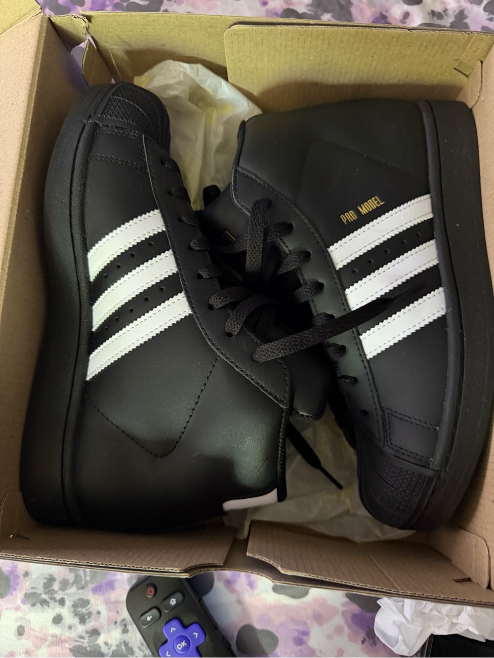 adidas Pro Model Kids High-Top Sneakers in Black/White